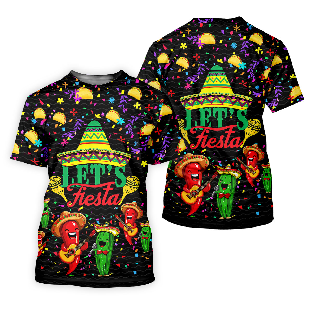 Let's Fiesta Party Golf Tops For Men, Cinco De Mayo Celebration Golf Shirts For Men