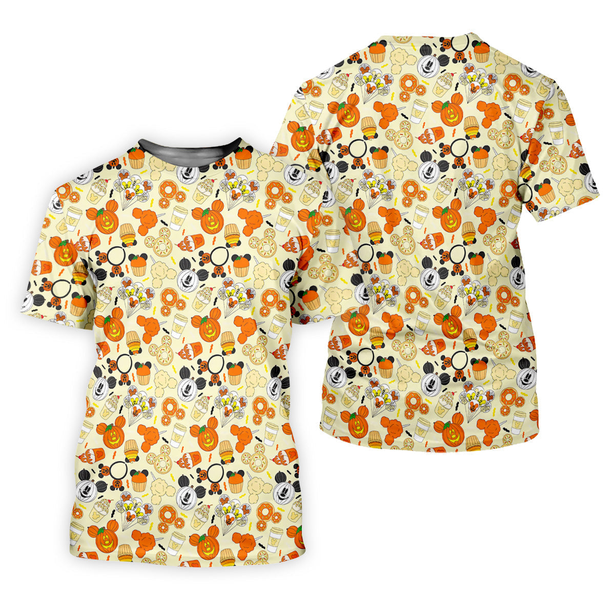 Cute Halloween Mouse Pumpkin Polo ShirtFor Men, Sweet Spooky Golf Tops For Men, Halloween Golf Shirt