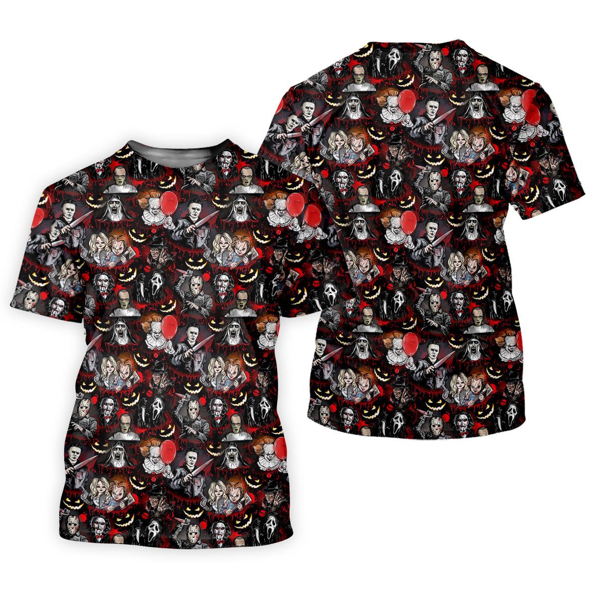 Horror Character Halloween Pattern Golf Polo Shirt, Mens Golf Shirts, Hawaiian Golf Shirt