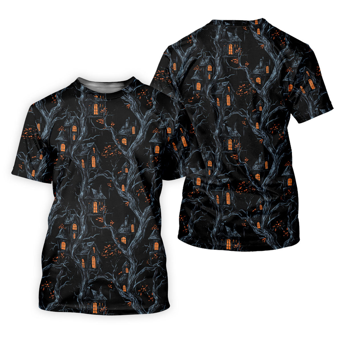 Haunted House Halloween Golf Tops For Men, Black Golf Polo ShirtGolfing Apparel, Polo For Men