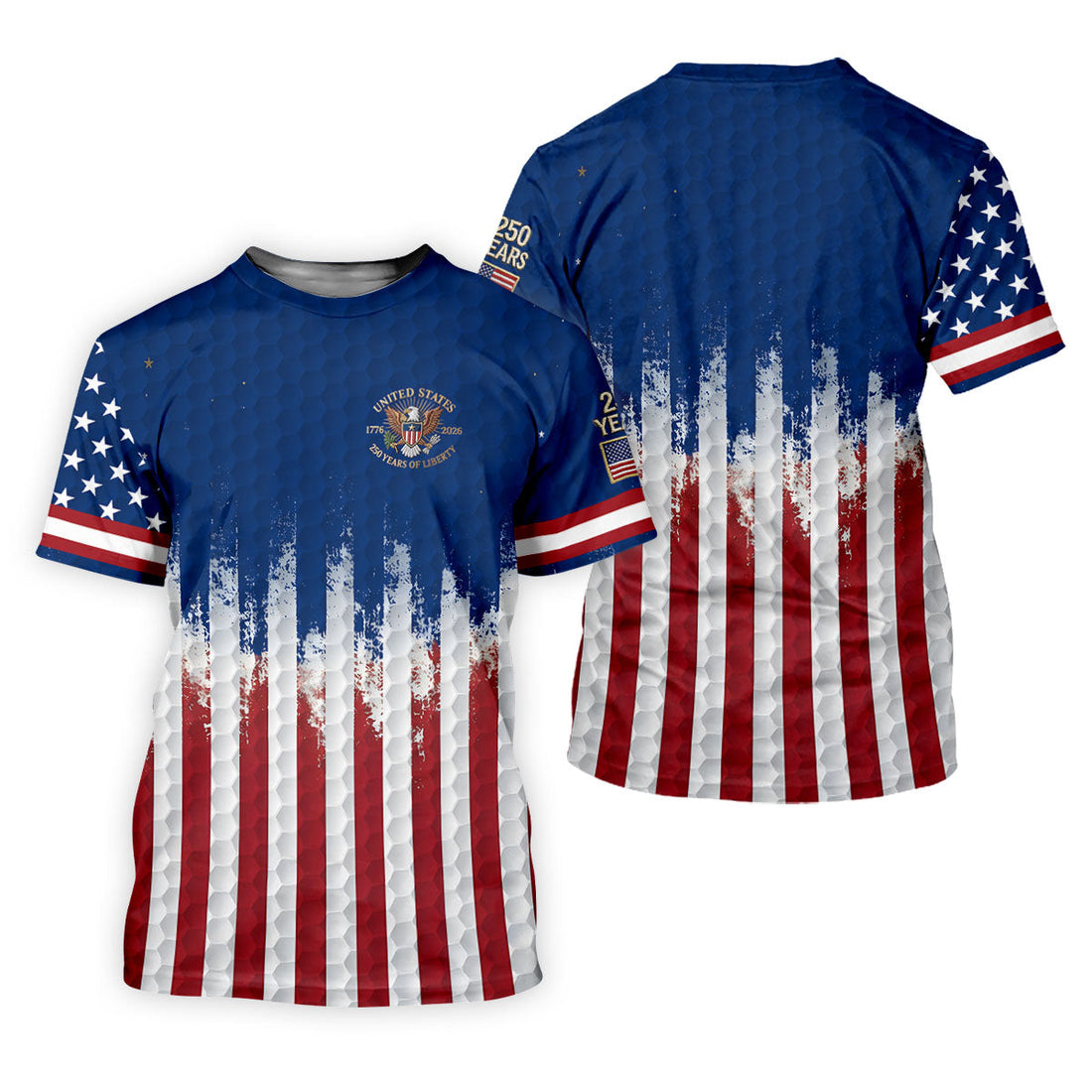 250 Years Of Liberty Distressed American Flag Golf Shirt, Patriotic 4th Of July Golf Shirt For Women