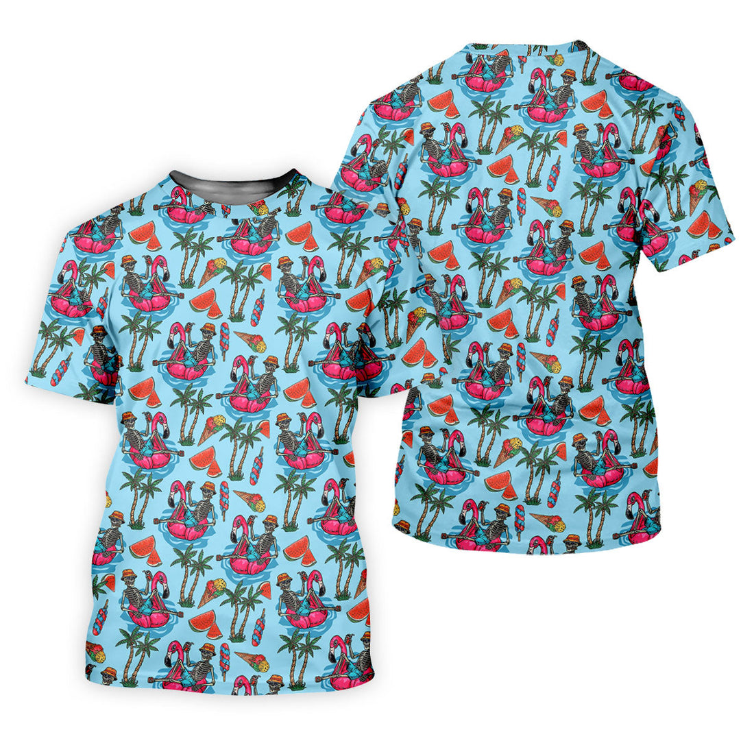 Skeleton Flamingo Summer Vibe Retro Golf Shirt, Fun Women's Golf Shirts, Golf Shirt For Women, Ladies Golf Shirts