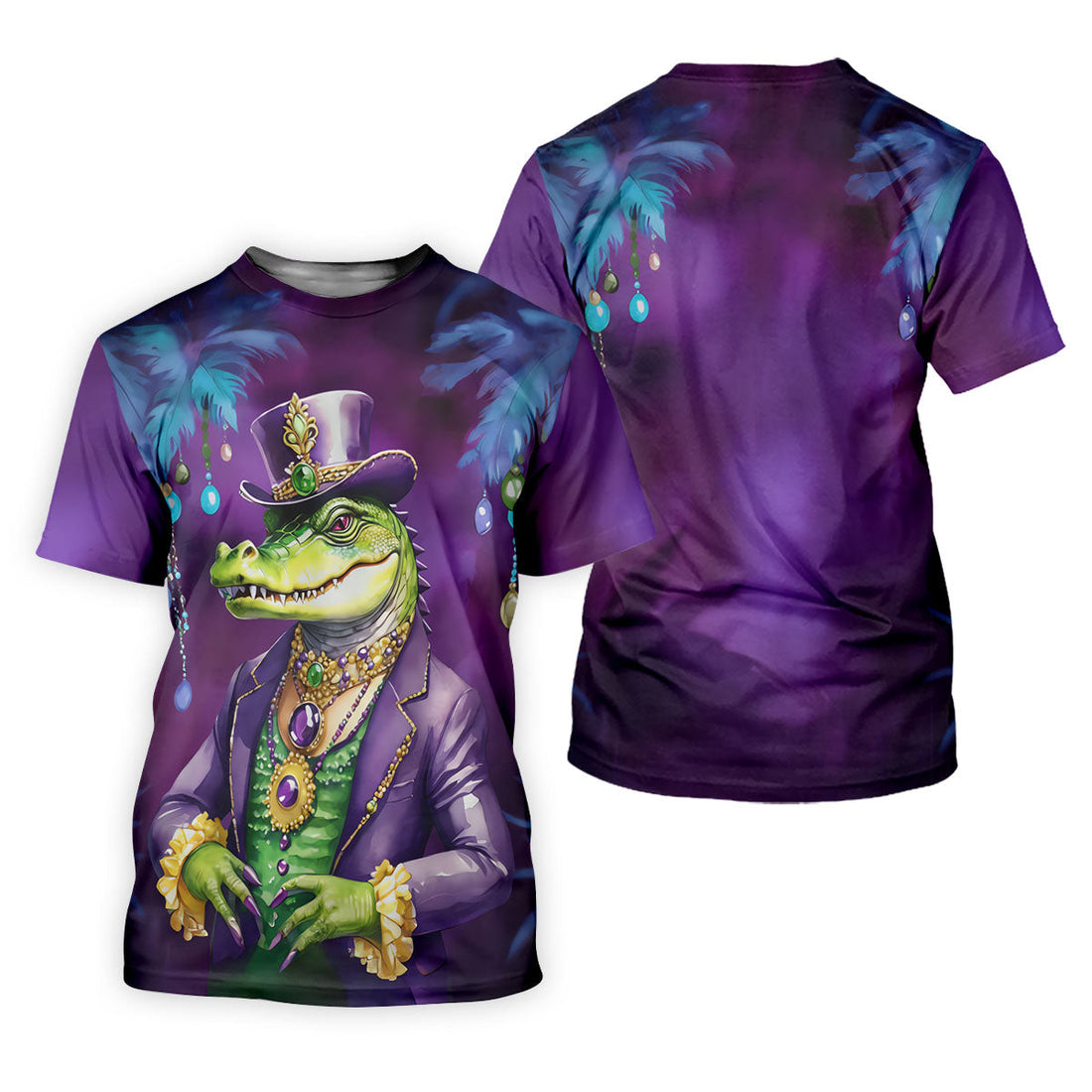 Mardi Gras Alligator Purple Golf Shirt, Men's Funny Golf Shirts, Polo ShirtFor Men, Golf Shirts For Men
