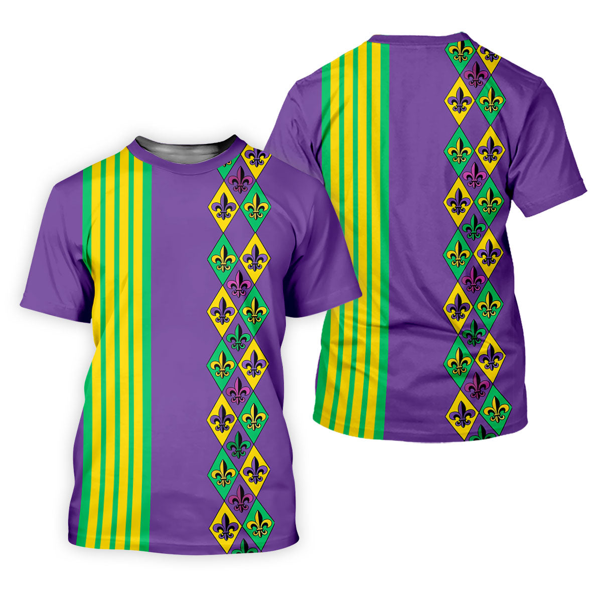Fleur De Lis Argyle Pattern Purple Green Gold Stripes Women's Golf Shirts, Ladies Golf Polos, Golf Shirt For Women