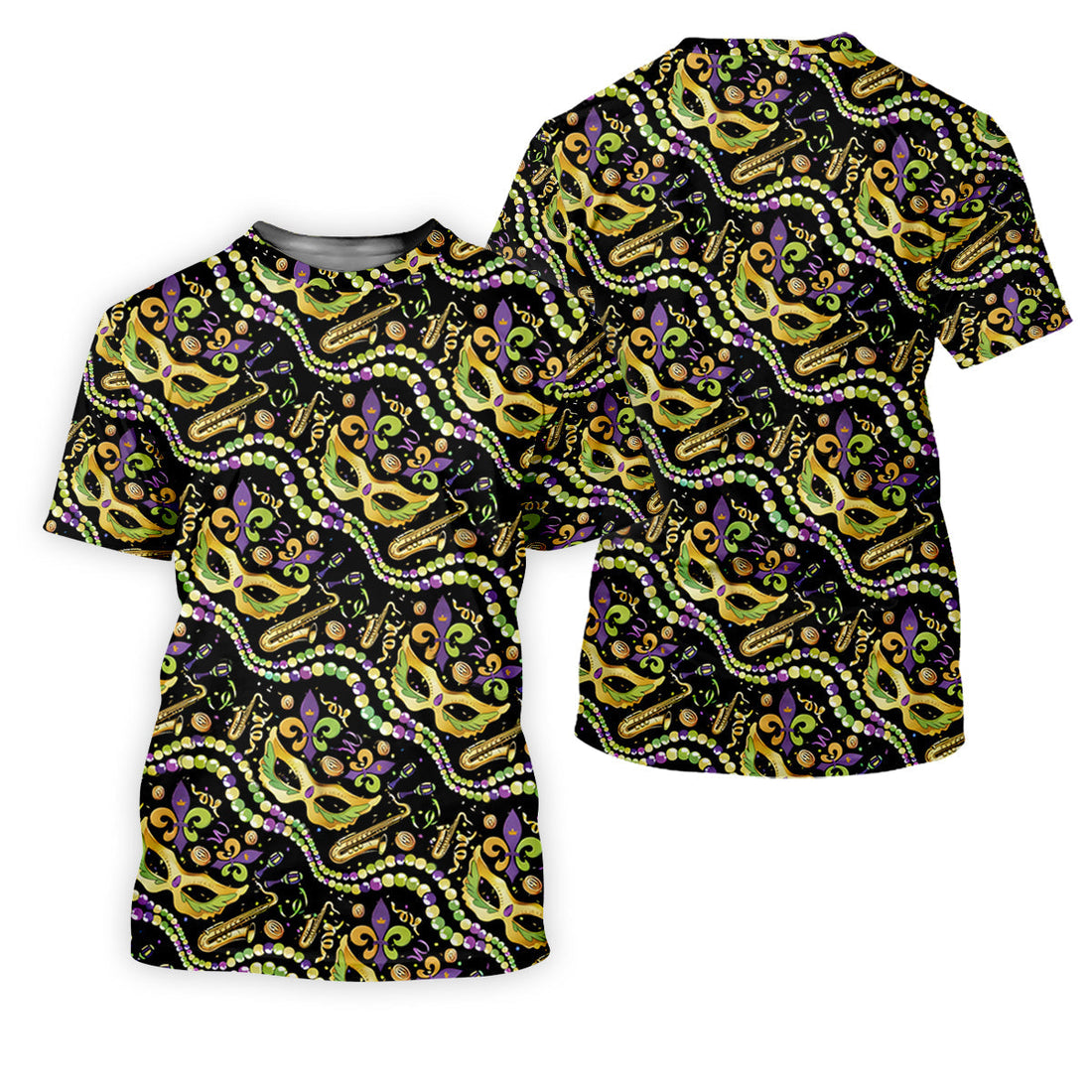 Gold Masquerade Mask Beads String Mardi Gras Golf Shirt, Polo ShirtFor Men, Golf Shirts For Men