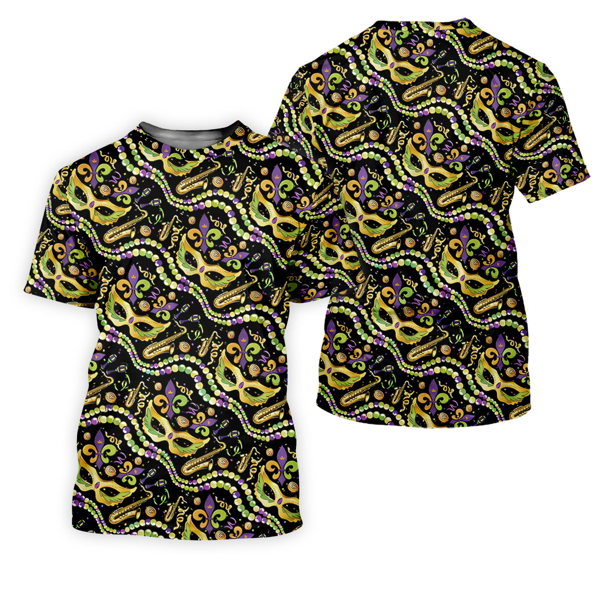 Gold Masquerade Mask Beads String Mardi Gras Golf Shirt, Polo ShirtFor Men, Golf Shirts For Men