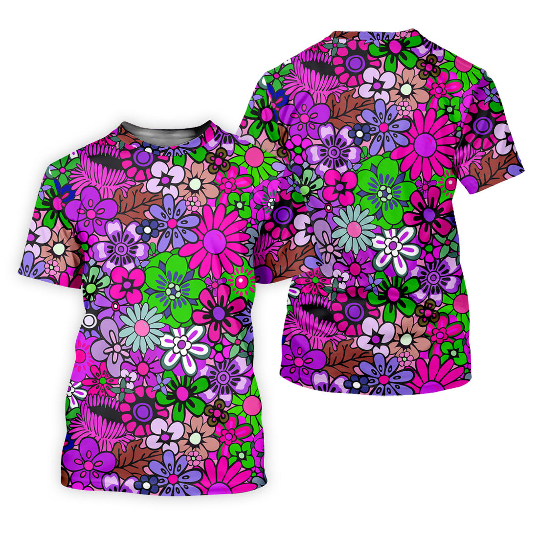 Pink Purple Retro Flower Power Golf Shirt, Women’s Golf Apparel, Hawaiian Golf Shirt, Golf Polo For Women