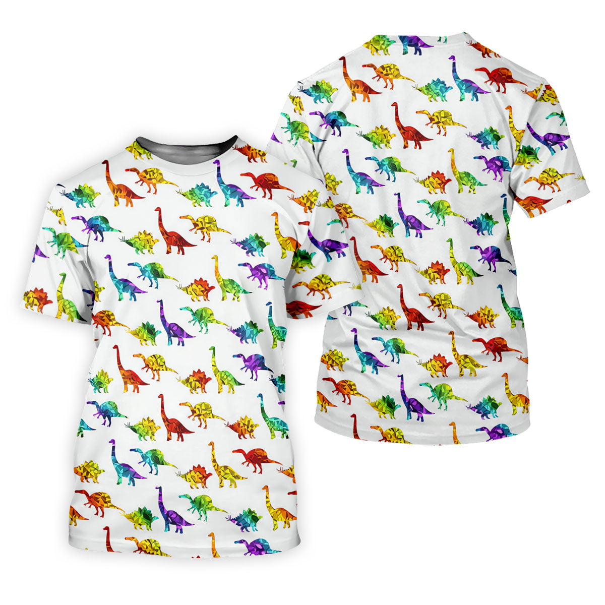 Colorful Dinosaur White Golf Shirt, Golf Tops For Men, Golf Shirts For Men, Polo ShirtFor Men