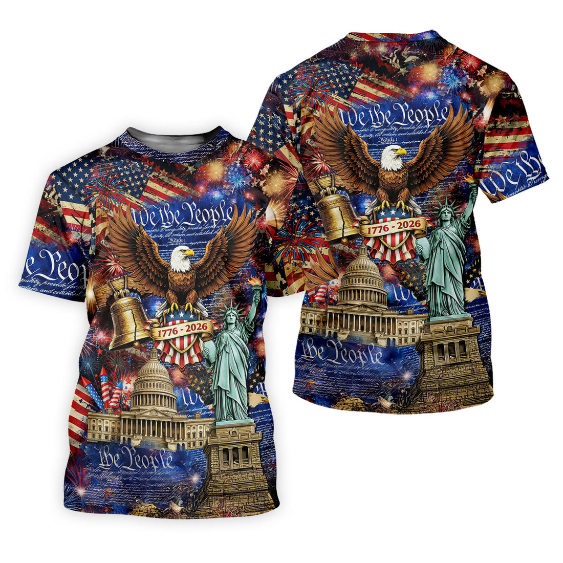 We The People Festive Celebration US Flag Golf Shirt, 250 Years 4th Of July Golf Shirts For Men