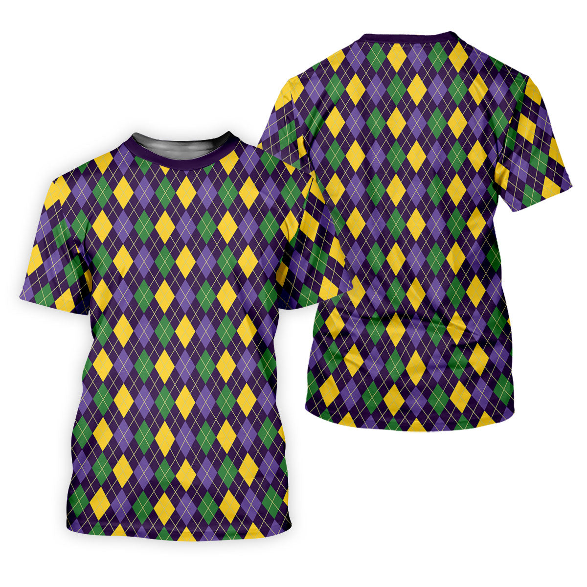 Green Purple Gold Argyle Pattern Mardi Gras Golf Shirt, Women's Golf Tops, Ladies Golf Shirts