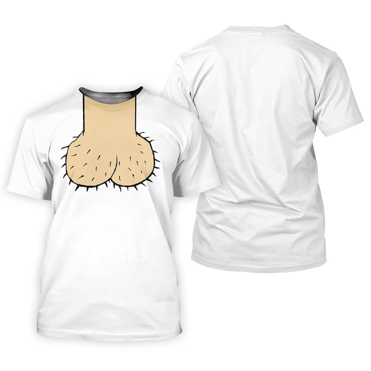 White Funny Dickhead Faux Chest Golf Shirt, Funny Halloween Shirt, Adult Costume Shirt