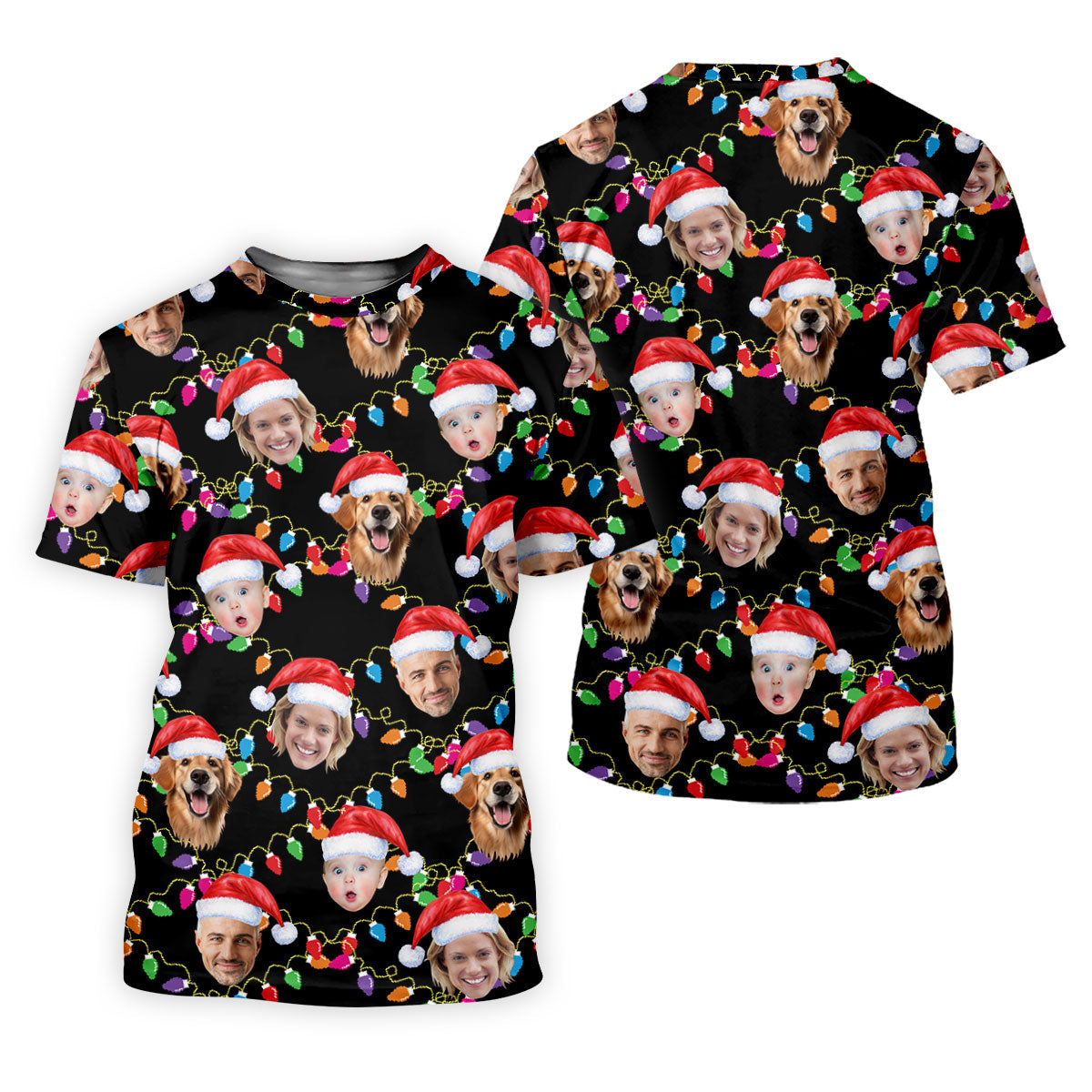 Custom Face Christmas Black Polo ShirtFunny Christmas Shirts For Family, Golf Gifts For Women