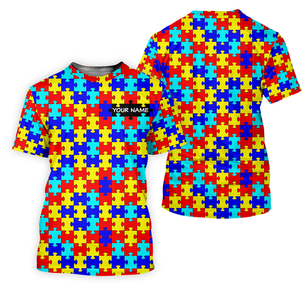 Autism Awareness Colorful Puzzle Pattern Ladies Golf Shirts, Golf Shirt For Women, Ladies Golf Polos