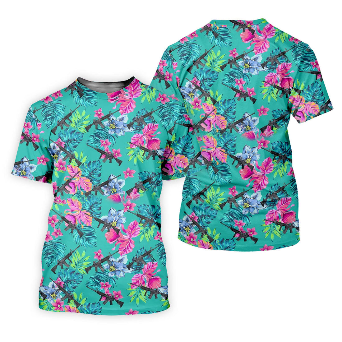 Hawaiian Floral With Army Theme Women Golf Top, Ladies Golf Shirts, Golfing Apparel