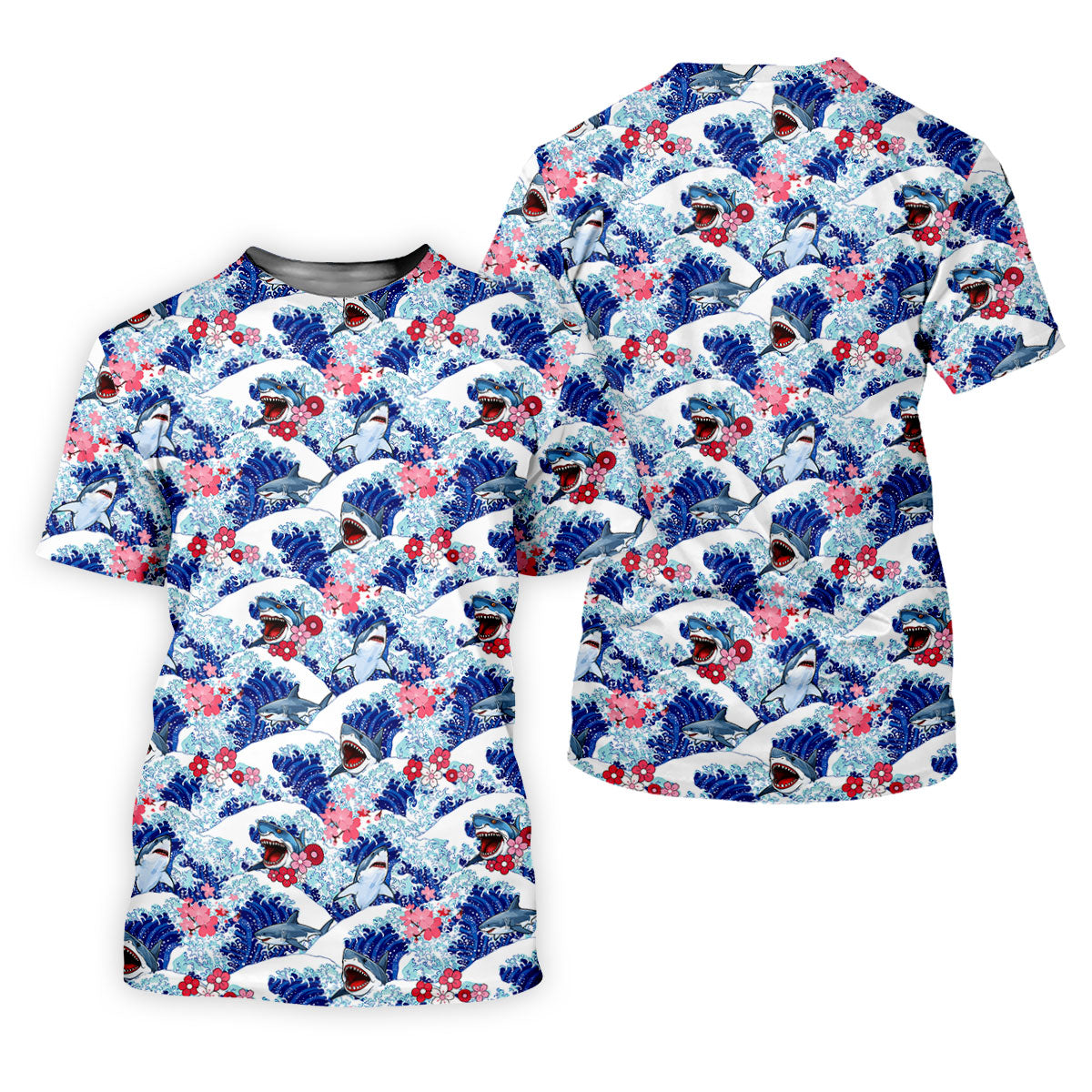 Japanese Shark Wave Sakura Golf Shirt, Women's Golf Tops, Golf Shirts For Women, Women’s Golf Apparel