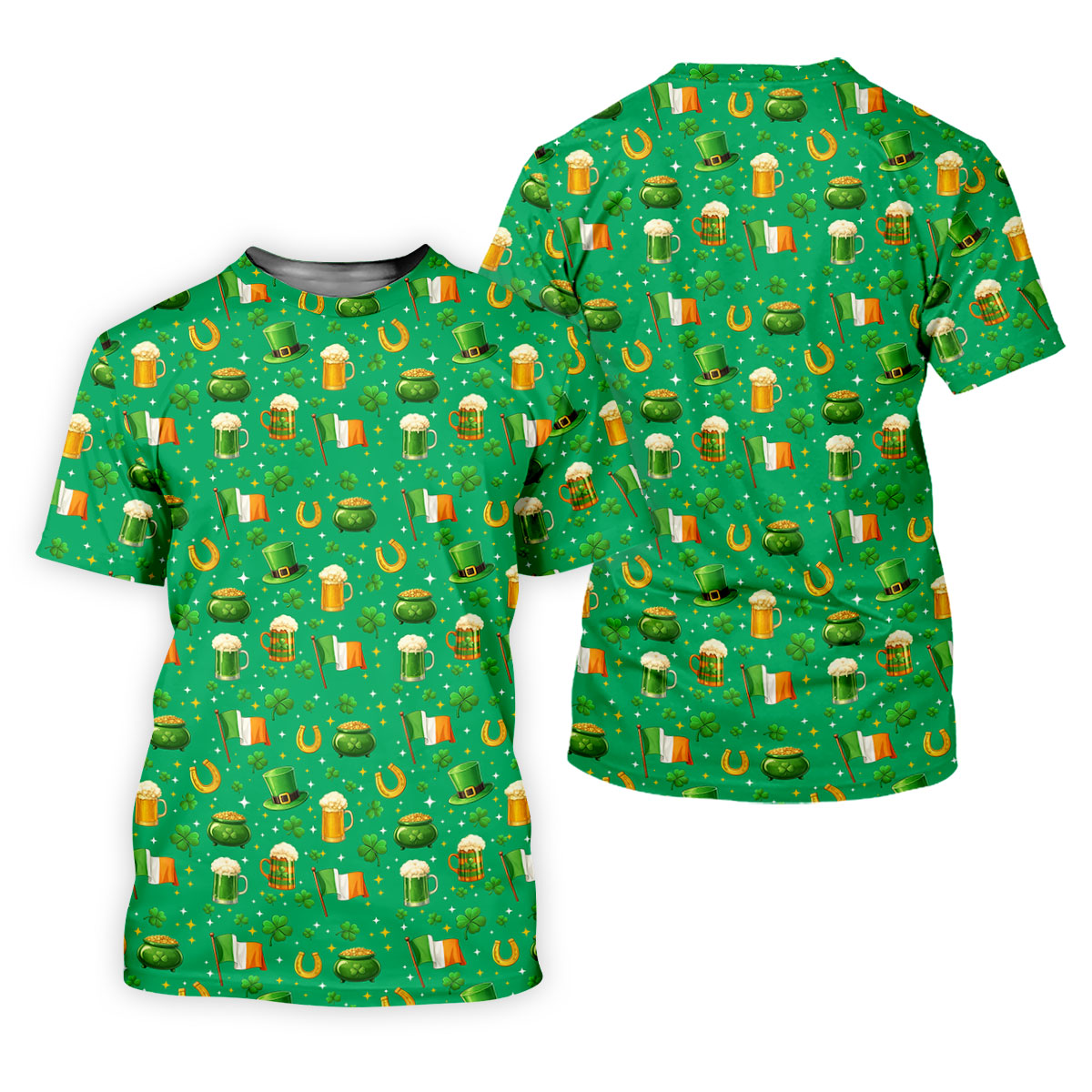 St Patrick's Day Pot Of Gold Leprechaun Hats Irish Flag Golf Tops For Men, Golf Gift For Men, Golf Shirts For Men
