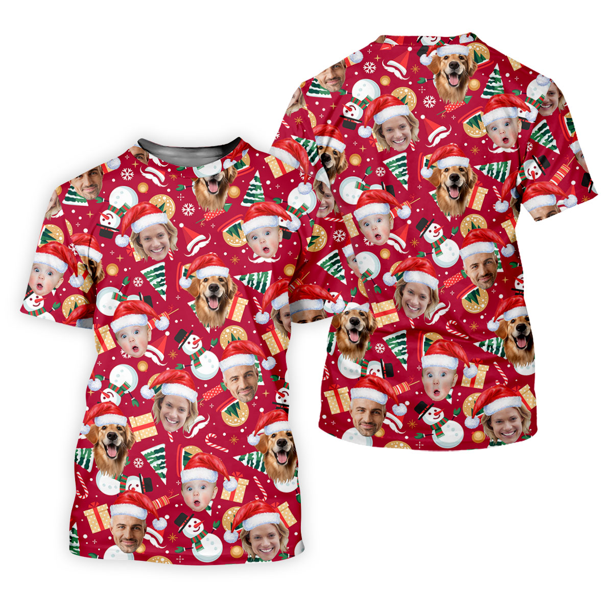 Custom Face Christmas Icons Red Golf Shirt, Christmas Golf Shirt, Ladies Golf Shirts, Golf Gifts For Women