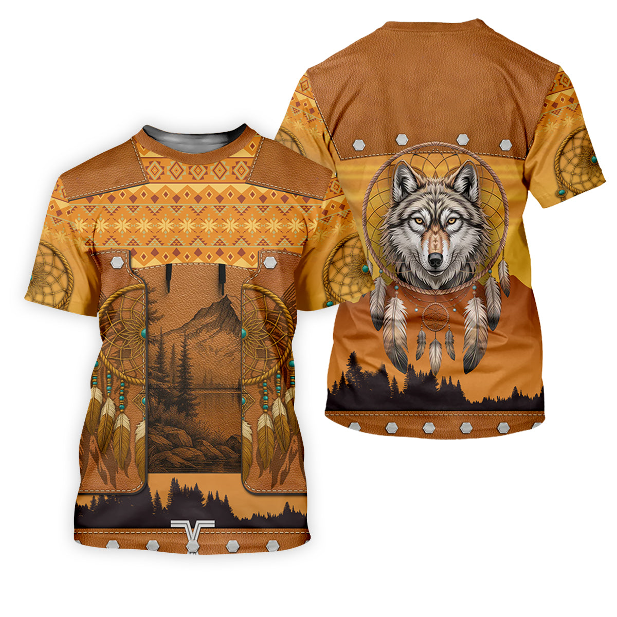 Golden Horizon Tribal Theme Golf Tops For Men, Native American Ancestry Polo ShirtFor Men, Indigenous Peoples Month