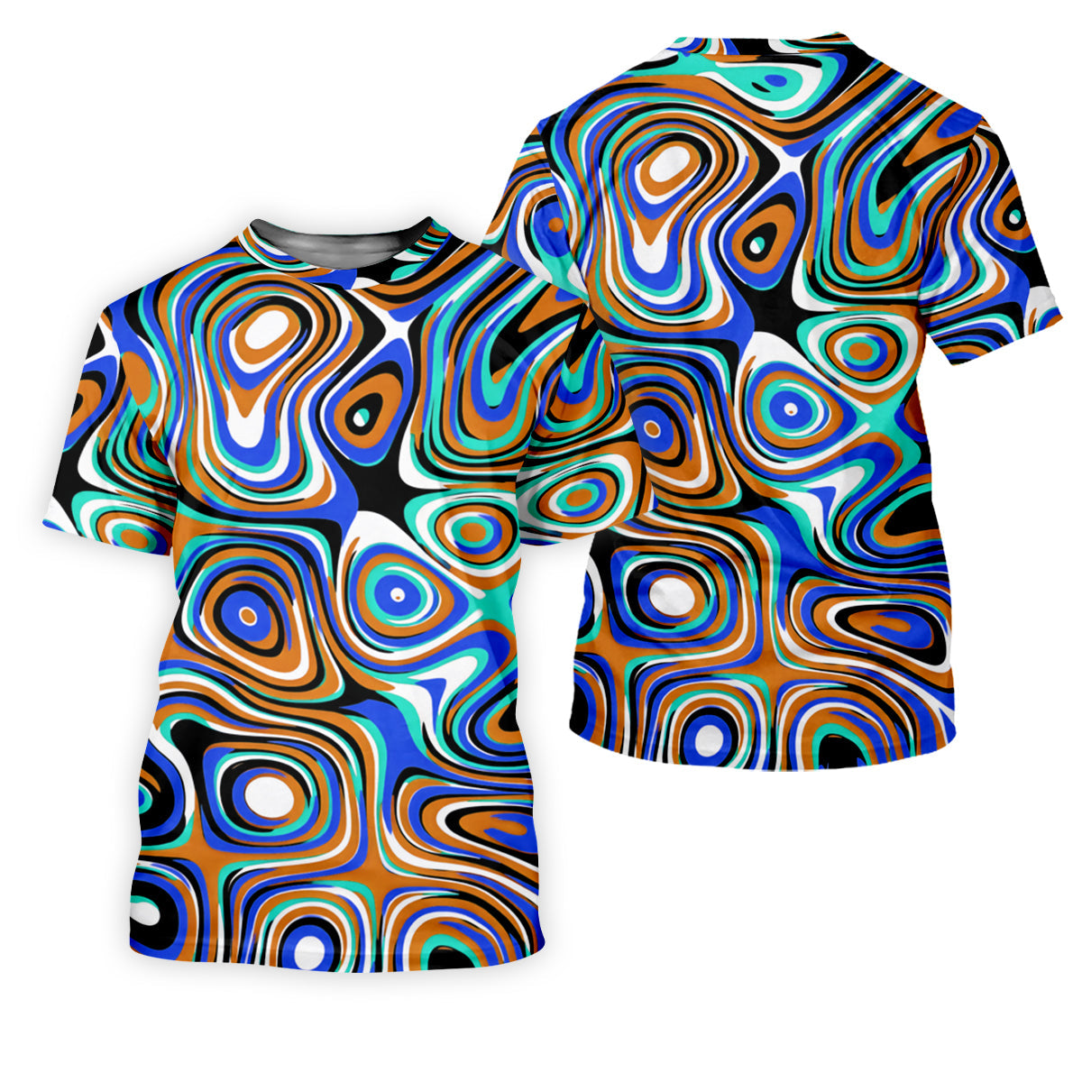 Blue And Orange Fluid Art Cool Golf Shirt, Golf Tops For Men, Golf Shirts For Men, Golf Gift For Men