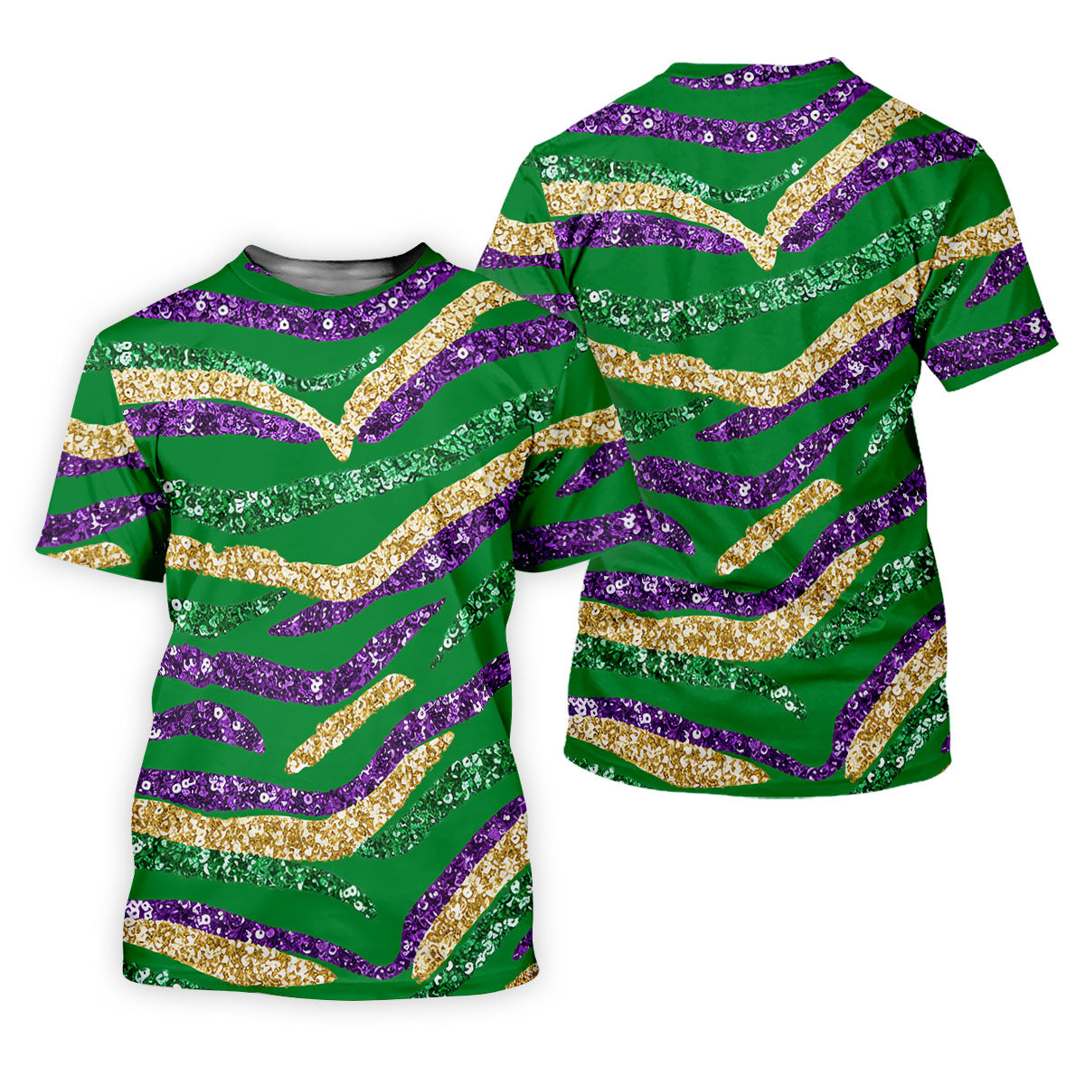 Purple Green Gold Sequin Pattern Green Golf Shirt, Mardi Gras Golf Shirt, Women's Golf Tops, Ladies Golf Shirts