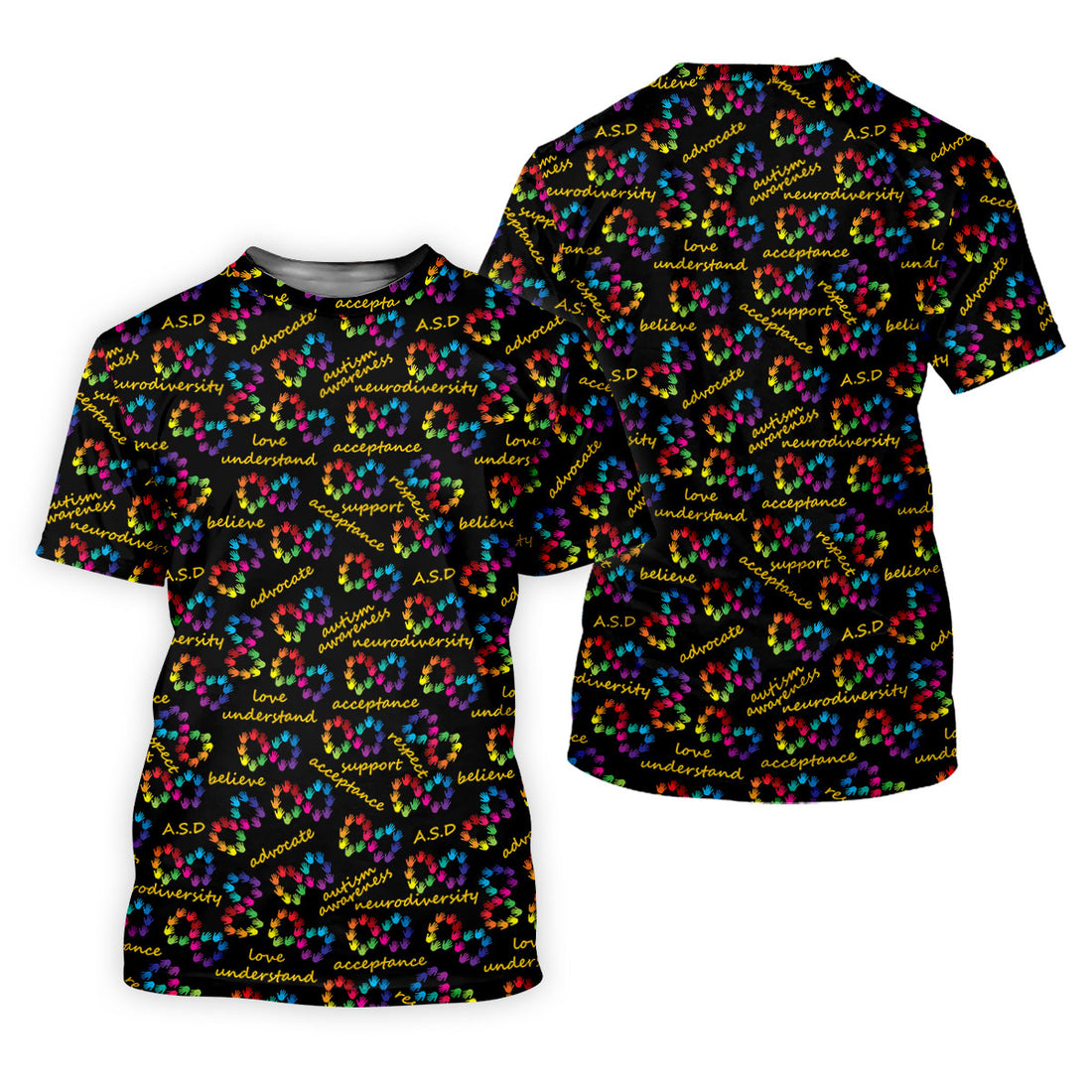 Rainbow Infinity Symbol Autism Awareness Colorful Handprint Women's Golf Tops, Ladies Golf Shirts