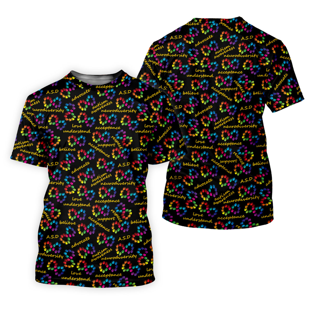 Rainbow Infinity Symbol Autism Awareness Colorful Handprint Women's Golf Tops, Ladies Golf Shirts