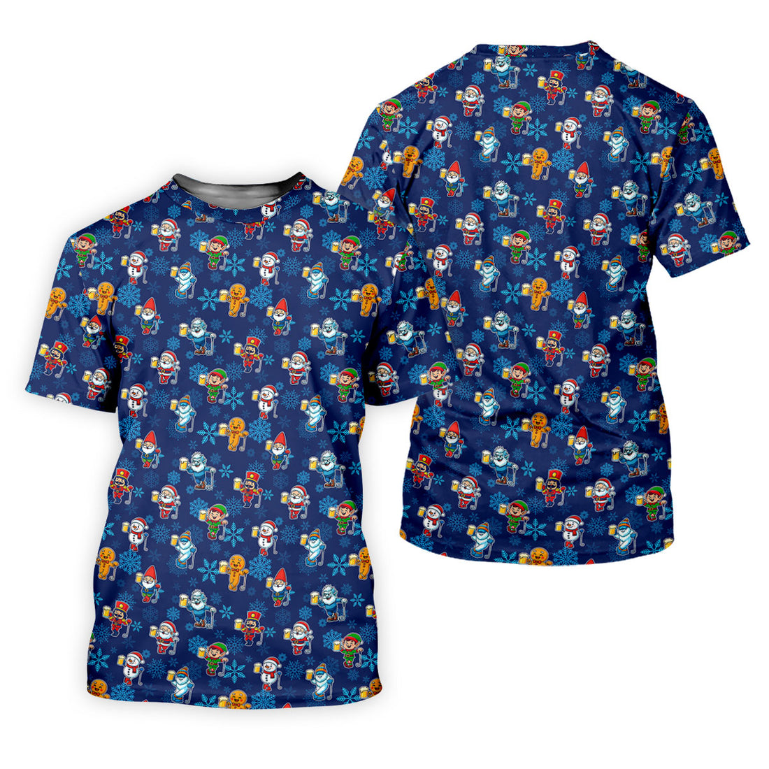 Christmas Characters Golf And Beer Navy Men's Funny Golf Shirts, Christmas Golf Shirt, Polo ShirtFor Men
