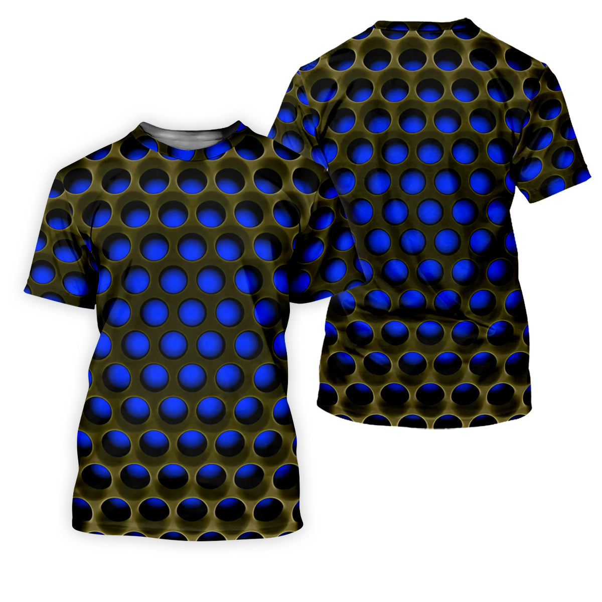 3D Effect Circular Pattern Navy Golf Shirt, Cool Golf Outfit, Men's Funny Golf Shirts, Polo ShirtFor Men