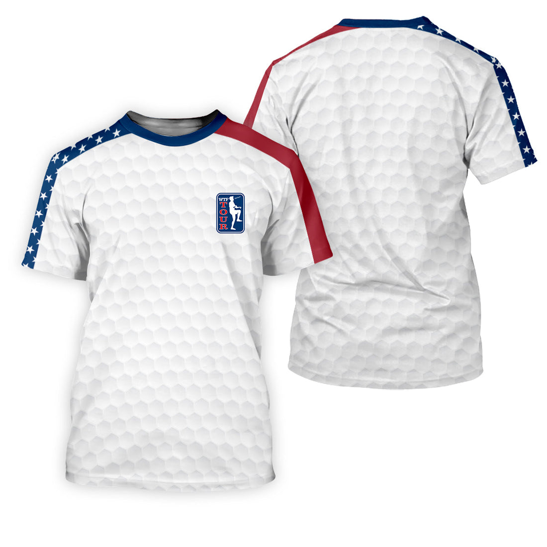 WTF Tour Angery Golfer Golf Ball Pattern Red White Blue Golf Shirts For Men, Polo Shirt Men