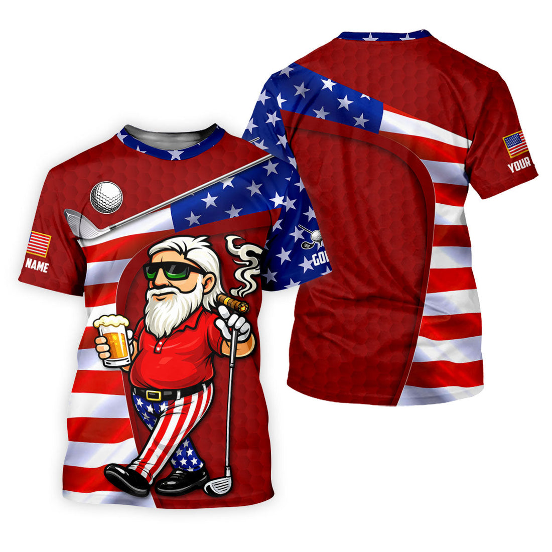 Golf And Beer Patriotic Man Golf Ball Pattern 4th Of July Red Golf Shirt, 250th Anniversary Women's Golf Tops