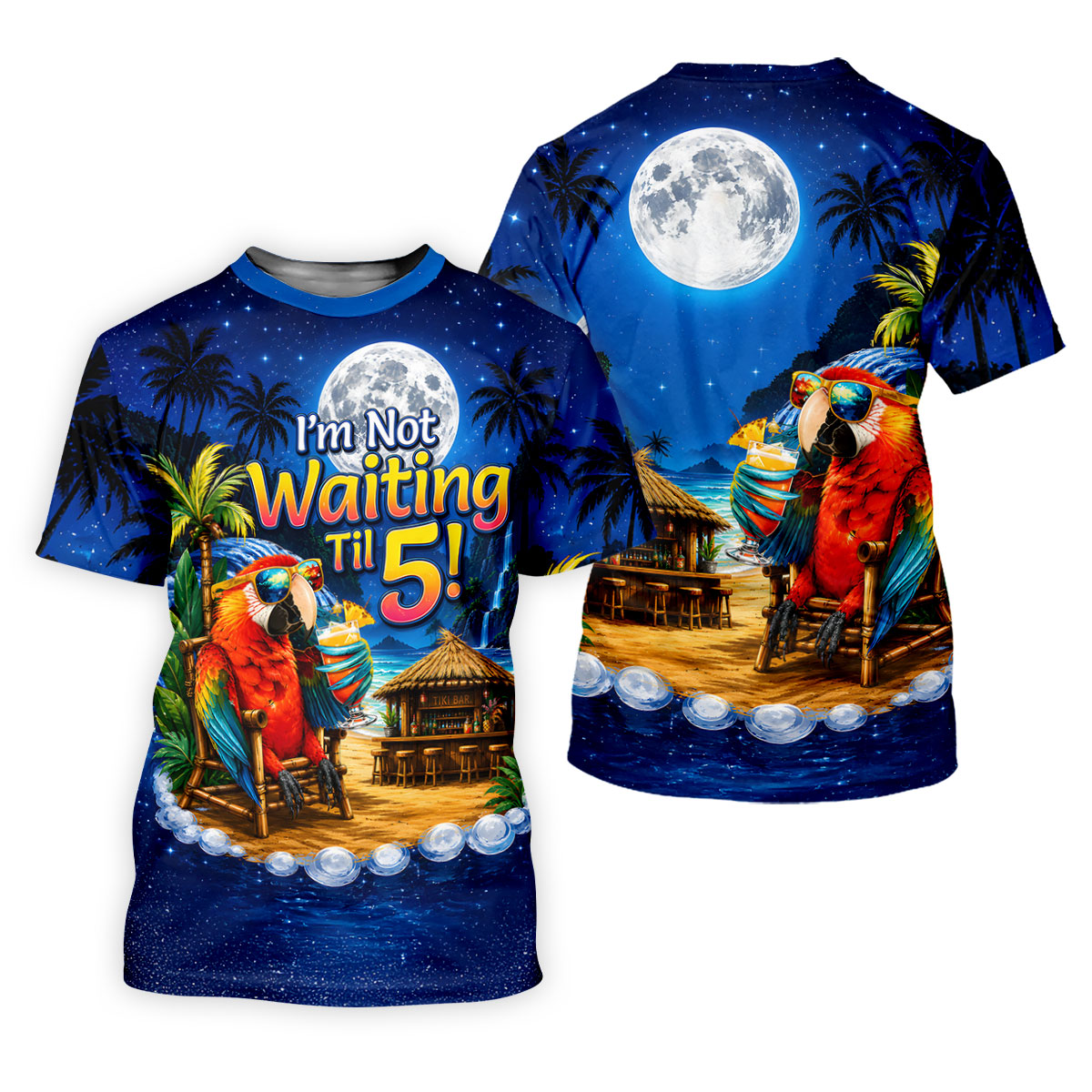 Parrot Drinking Cocktail Tiki Bar Not Waiting Til 5 Golf Shirt, Women’s Golf Polo, Golf Tops For Women, Printed Golf Shirt