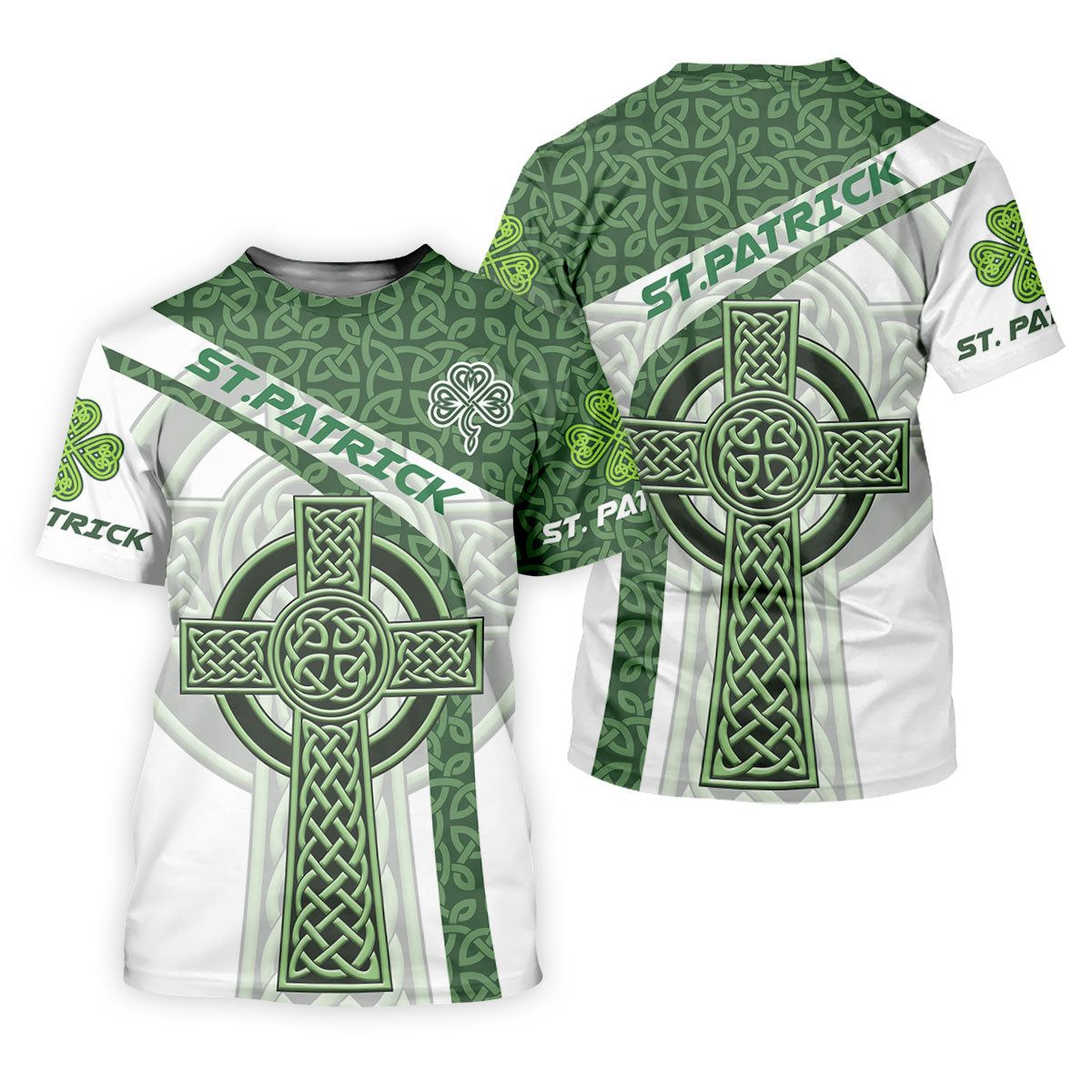 St Patrick's Day Celtic Knotwork Pattern Shamrock Golf Shirt, Polo ShirtFor Men, Golf Shirts For Men