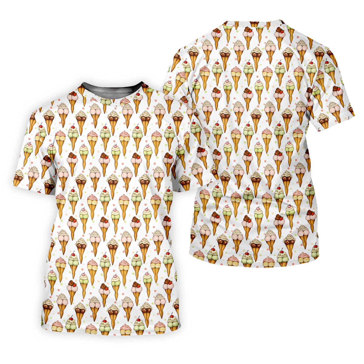 Adult Humor Ice Cream Golf Shirt, Funny Cone Pattern, Golf Shirt For Women
