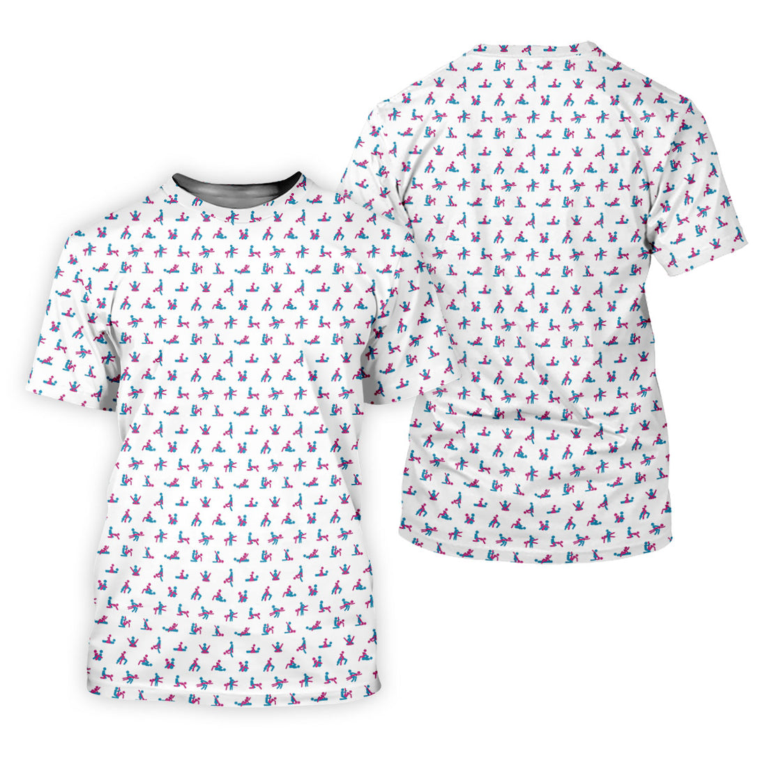 Blue And Pink Naughty Stick People White Golf Shirt, Ladies Golf Polos, Golf Gifts For Women