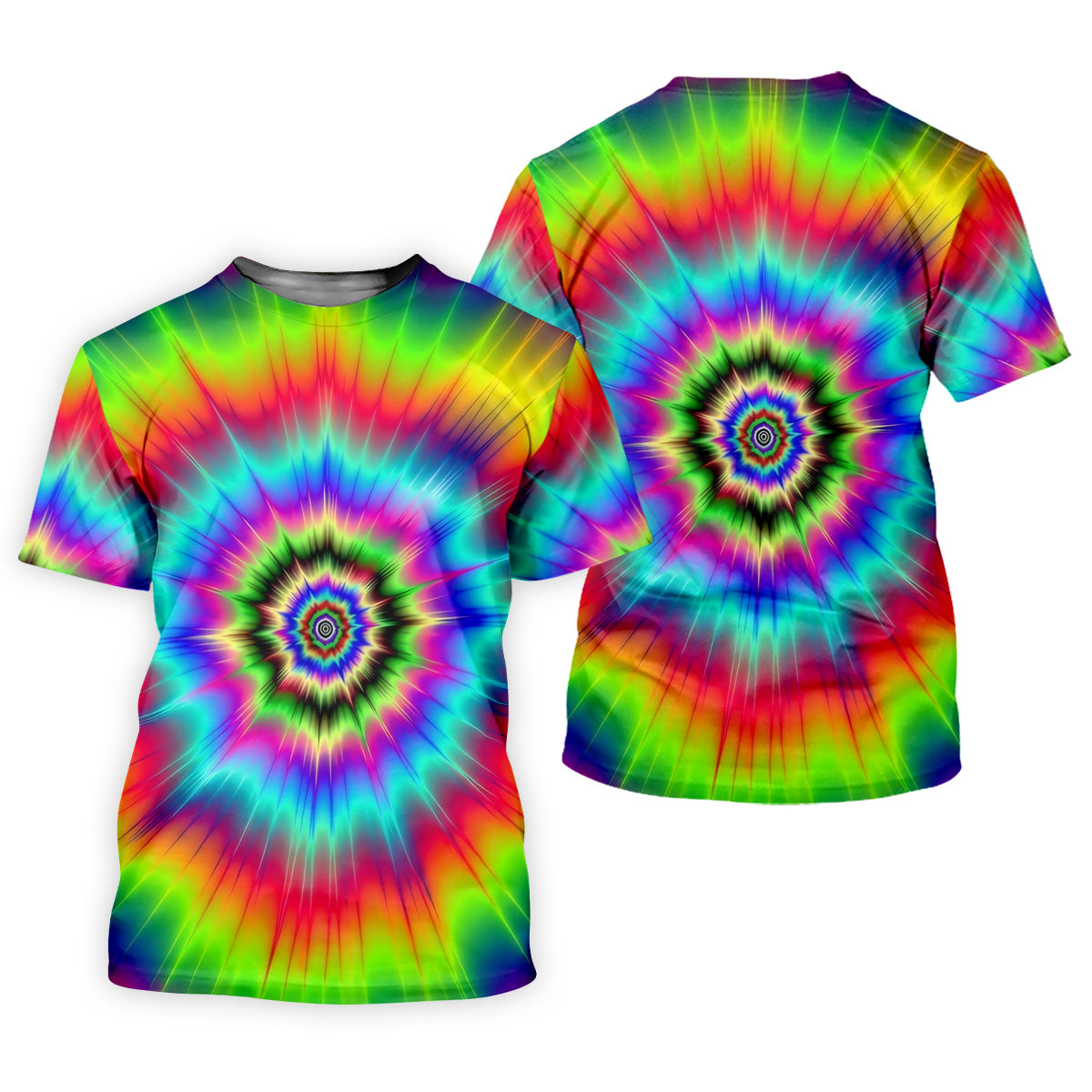 Rainbow Tie Dye Golf Shirt, Psychedelic Spiral Burst Pattern, Golf Shirt For Men