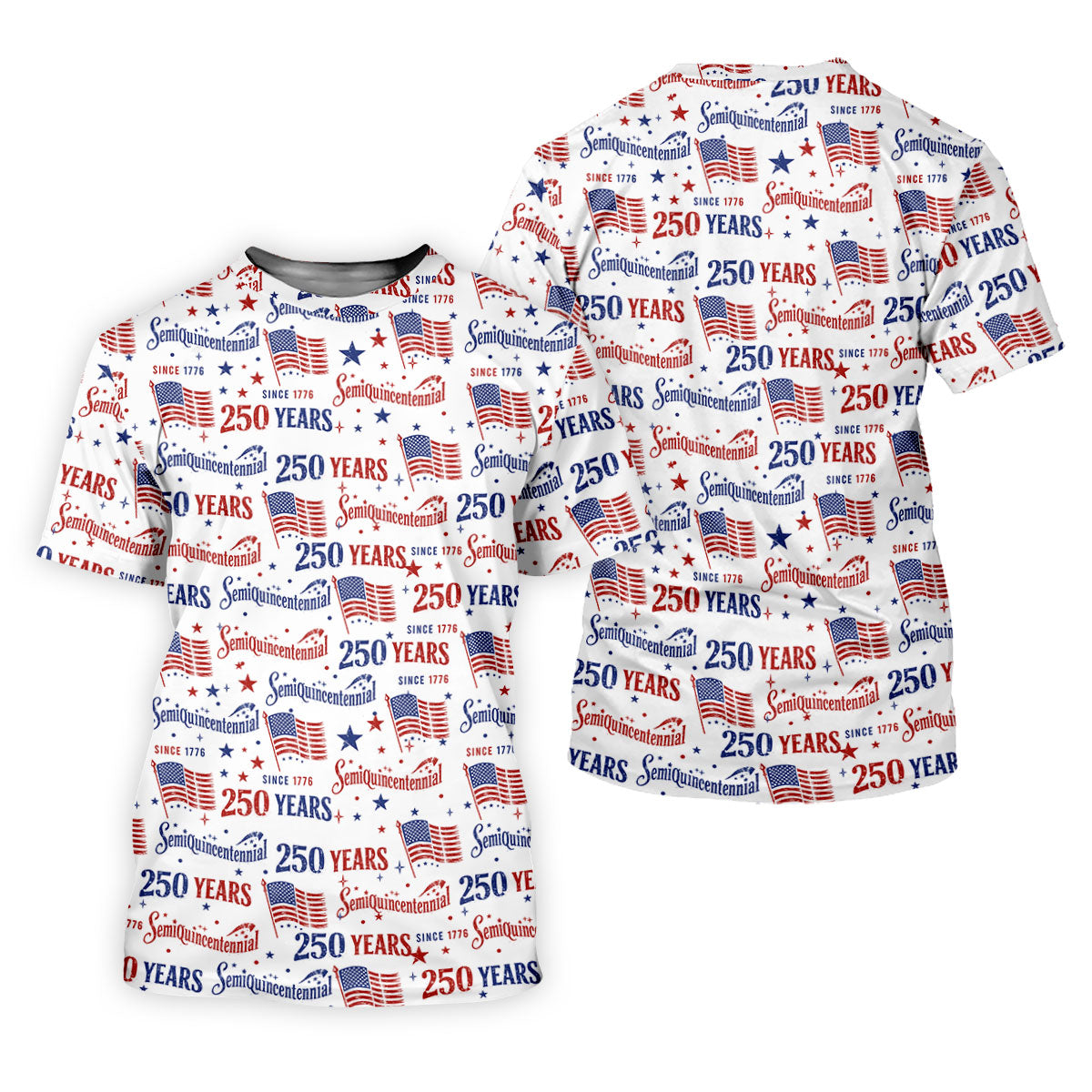 Semiquincentennial 250 Years Distressed American Flag Golf Shirt, Patriotic 4th Of July Golf Shirts For Men