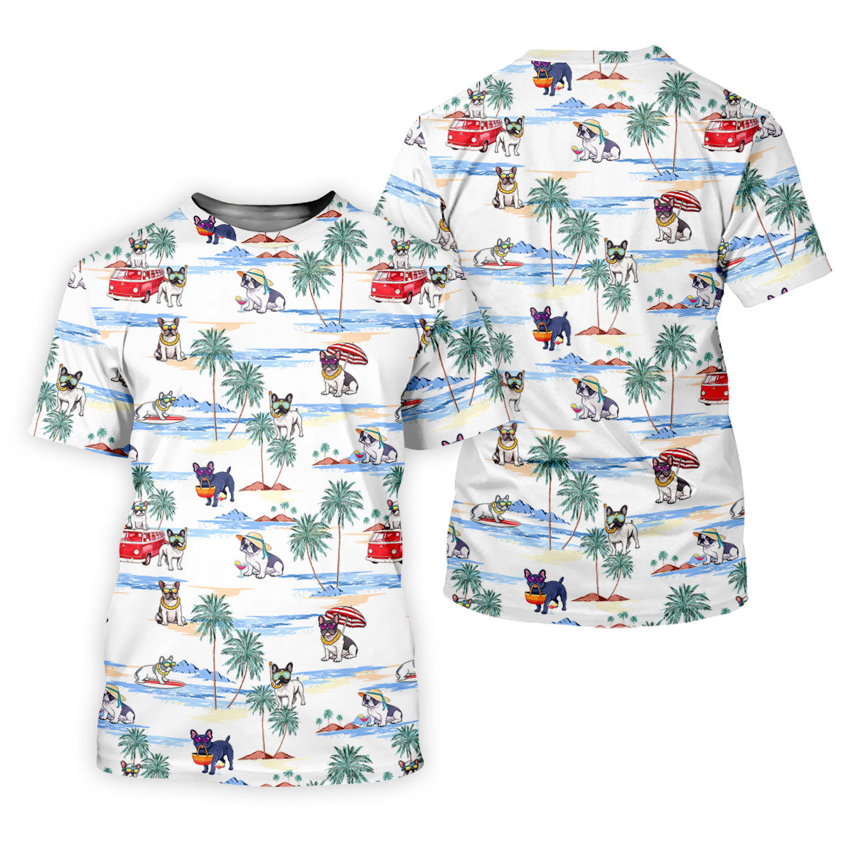French Bulldog Beach Vacation Hawaiian Golf Polo Shirt, Ladies Golf Tops, Golf Polo For Women