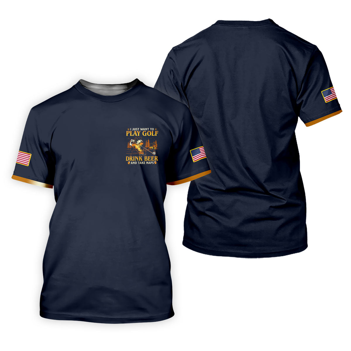 I Just Want To Play Golf Drink Beer And Take Naps Navy Golf Shirt, Fun Women's Golf Shirts