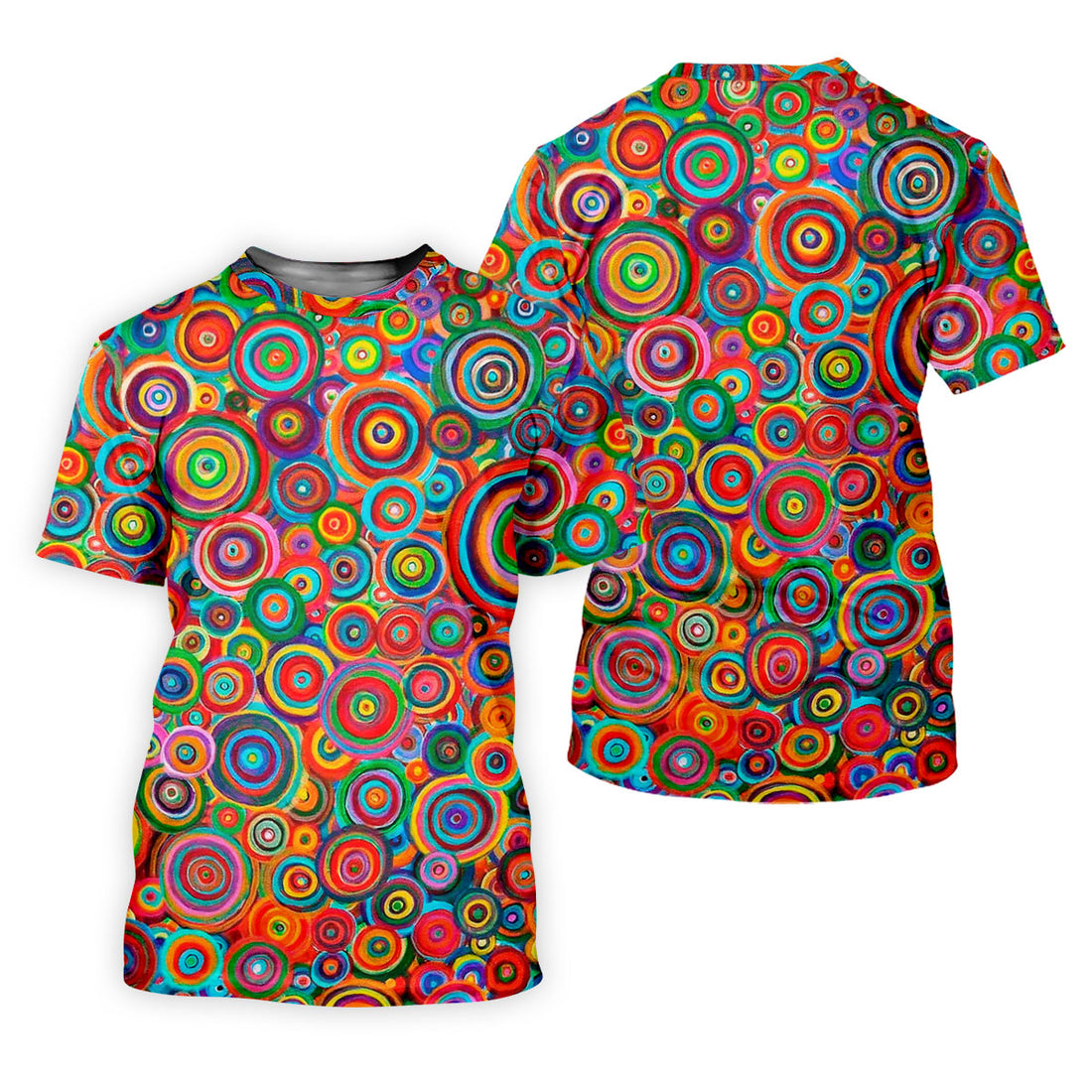 Colorful Abstract Circle Pattern Polo Shirt, Printed Golf Shirts, Hawaiian Golf Shirt, Mens Polo Shirts