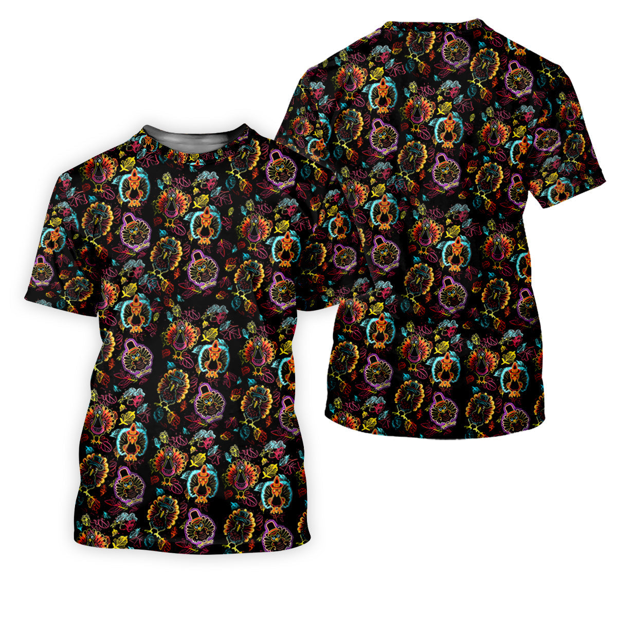 Neon Turkey Thanksgiving Fun Women's Golf Shirts, Women Golf Top, Ladies Golf Polos, Golfing Apparel