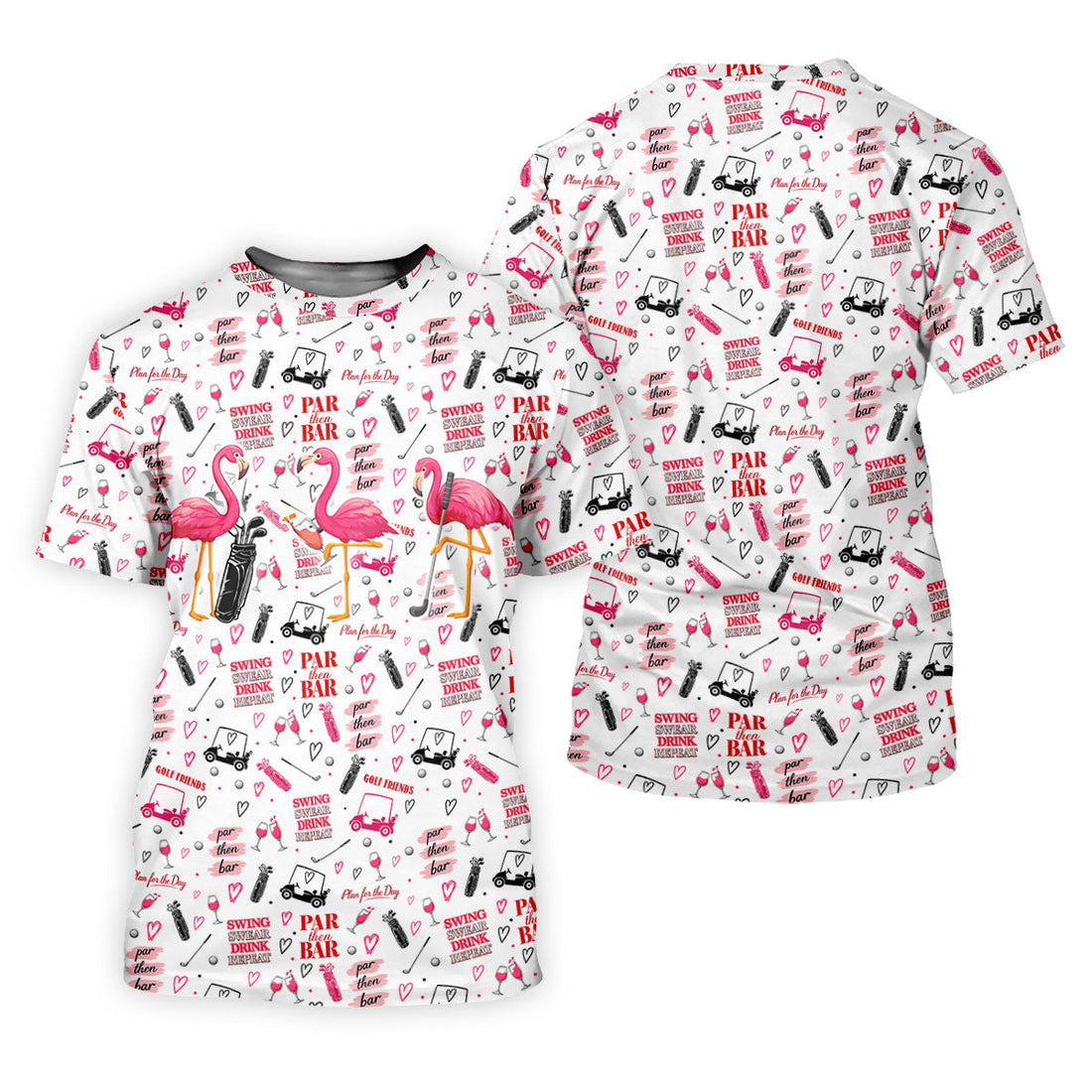 Par Then Bar Flamingo Golf Shirt, Tropical Party Ladies Golf Tops, Golf Shirt For Women