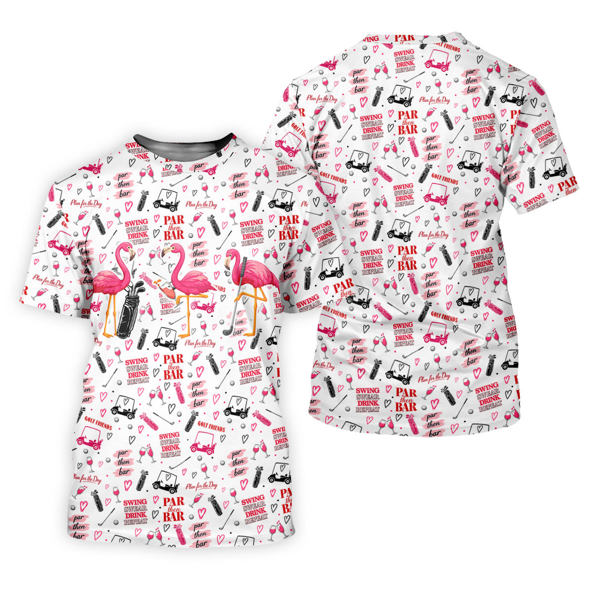 Par Then Bar Flamingo Golf Shirt, Tropical Party Ladies Golf Tops, Golf Shirt For Women