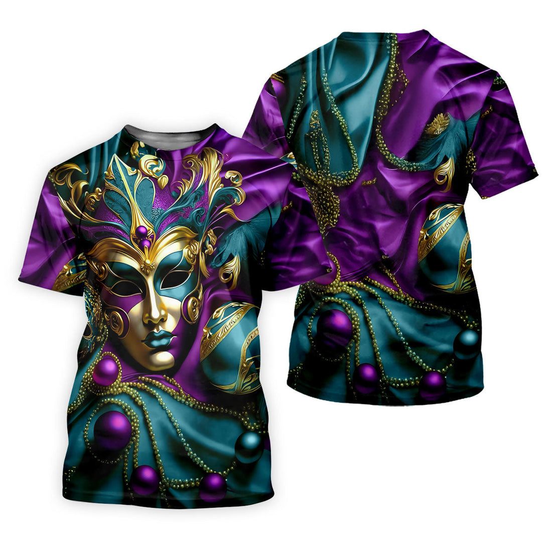 Mardi Gras Face Mask Turquoise Golf Shirt, Polo ShirtFor Men, Golf Shirts For Men, Polo For Men