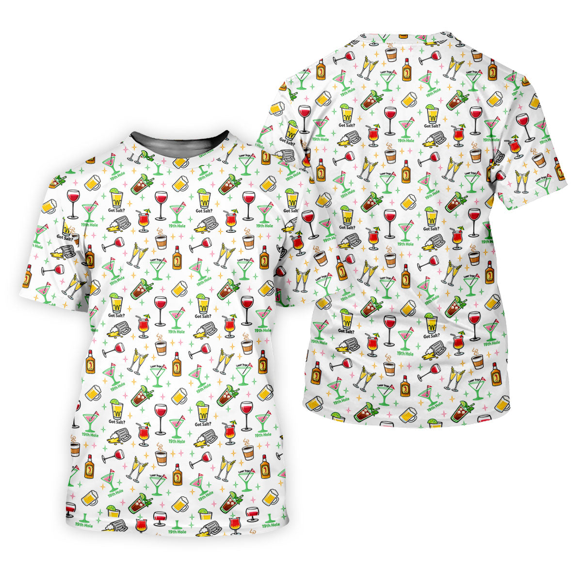 19th Hole Cocktail Drinks Pattern Golf Shirt, Women’s Golf Polo, Golf Shirts For Women