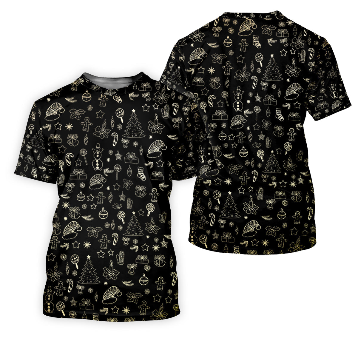 Festive Christmas Golden Pattern Women Golf Top, Christmas Golf Shirt, Ladies Golf Tops