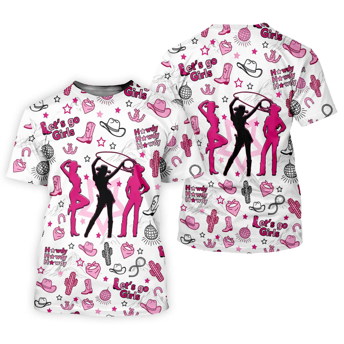 Pink Black Three Cowgirls Western Golf Polo Shirt, Women's Golf Polo, Ladies Golf Tops