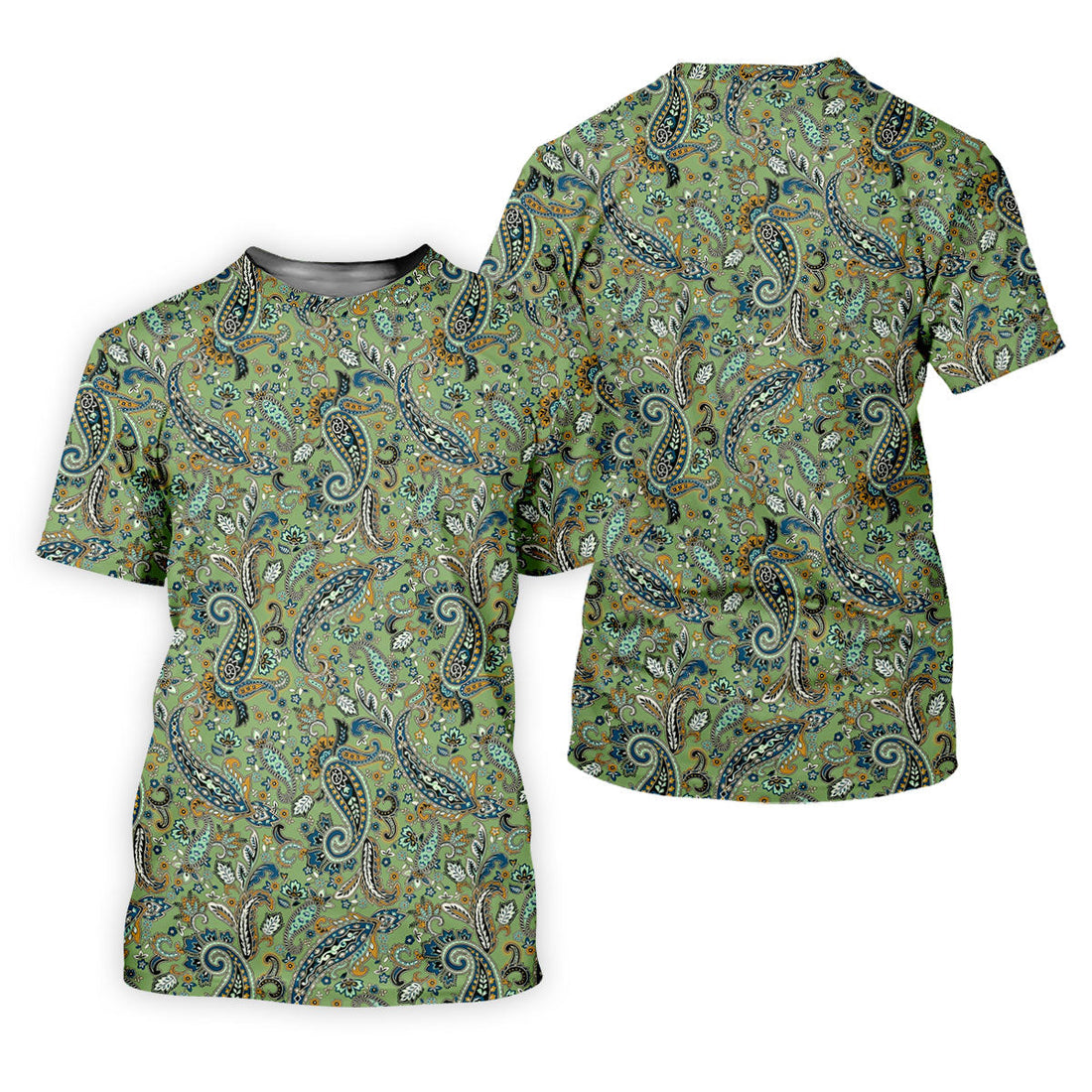 Paisley Vintage Earth Green Golf Tops For Men, Polo Shirt Men, Golf Shirts For Men, Golfing Apparel