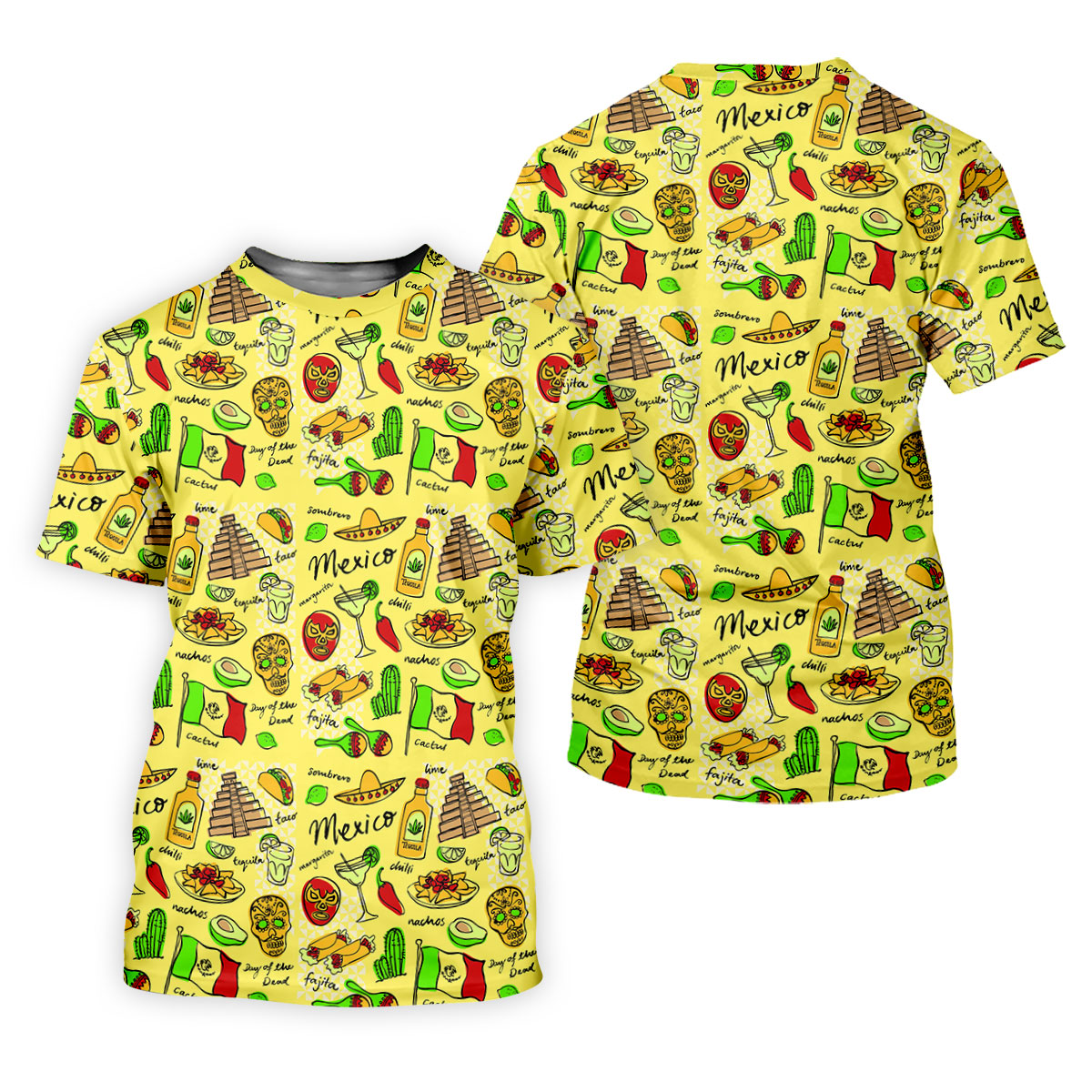 Mexican Cultural Symbols Day Of The Dead Golf Tops For Men, Cinco De Mayo Celebration Golf Shirts For Men