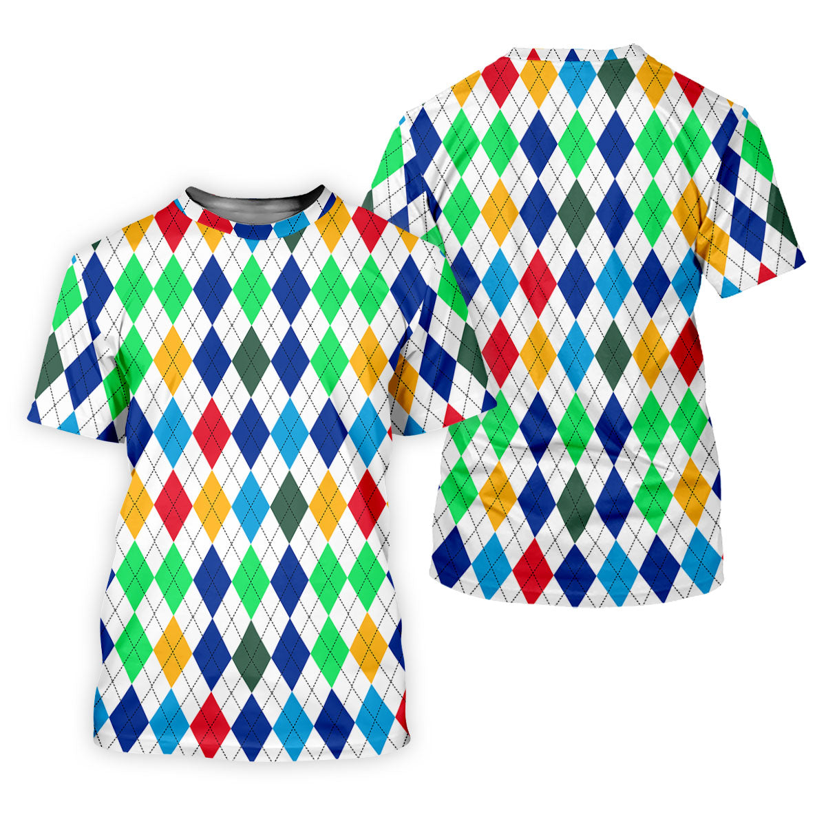 Colorful Argyle Golf Shirt, Classic Diamond Pattern Polo, Polo Shirts For Men