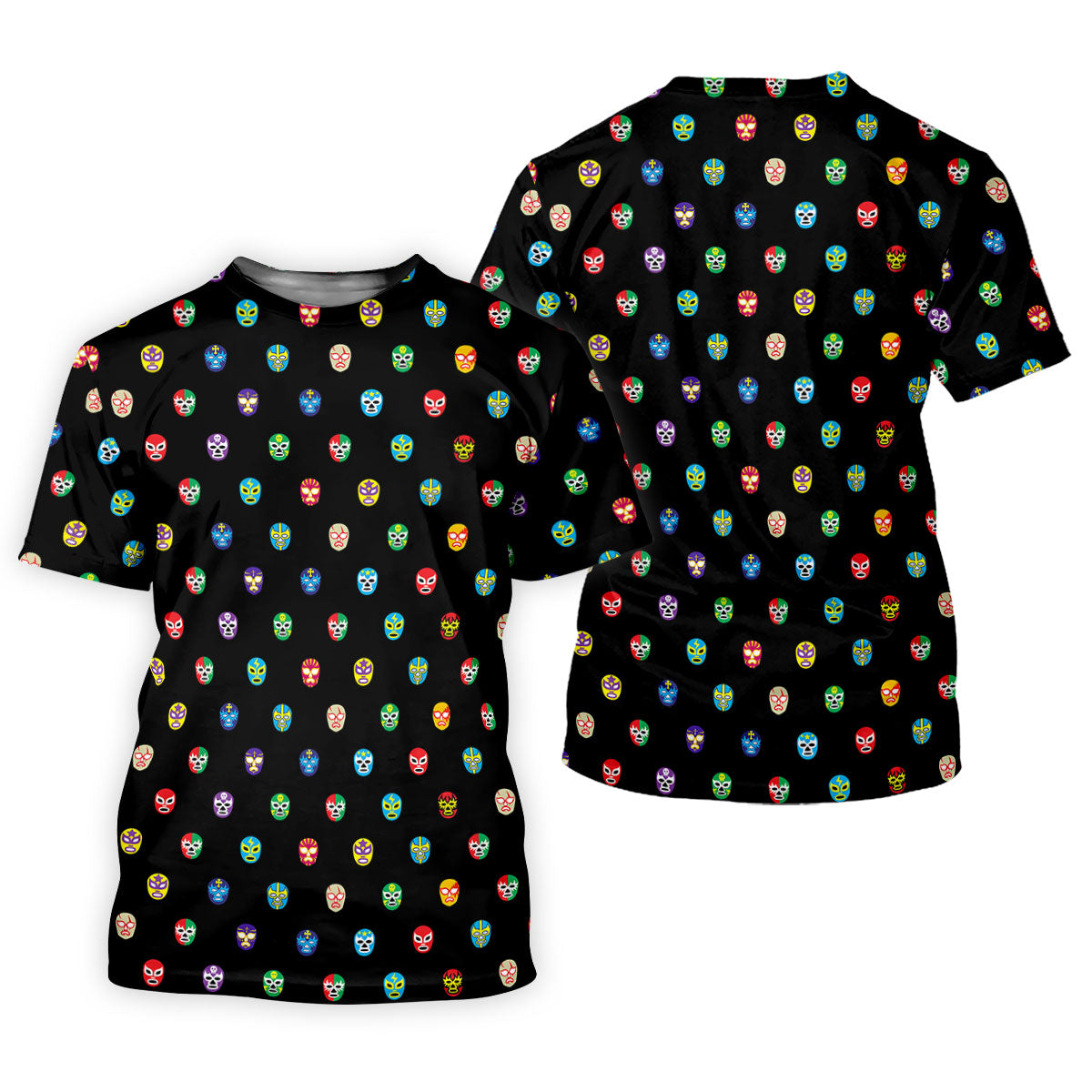 Colorful Retro Mask Print Golf Polo Shirt, Golf Shirts For Men, Printed Golf Shirts